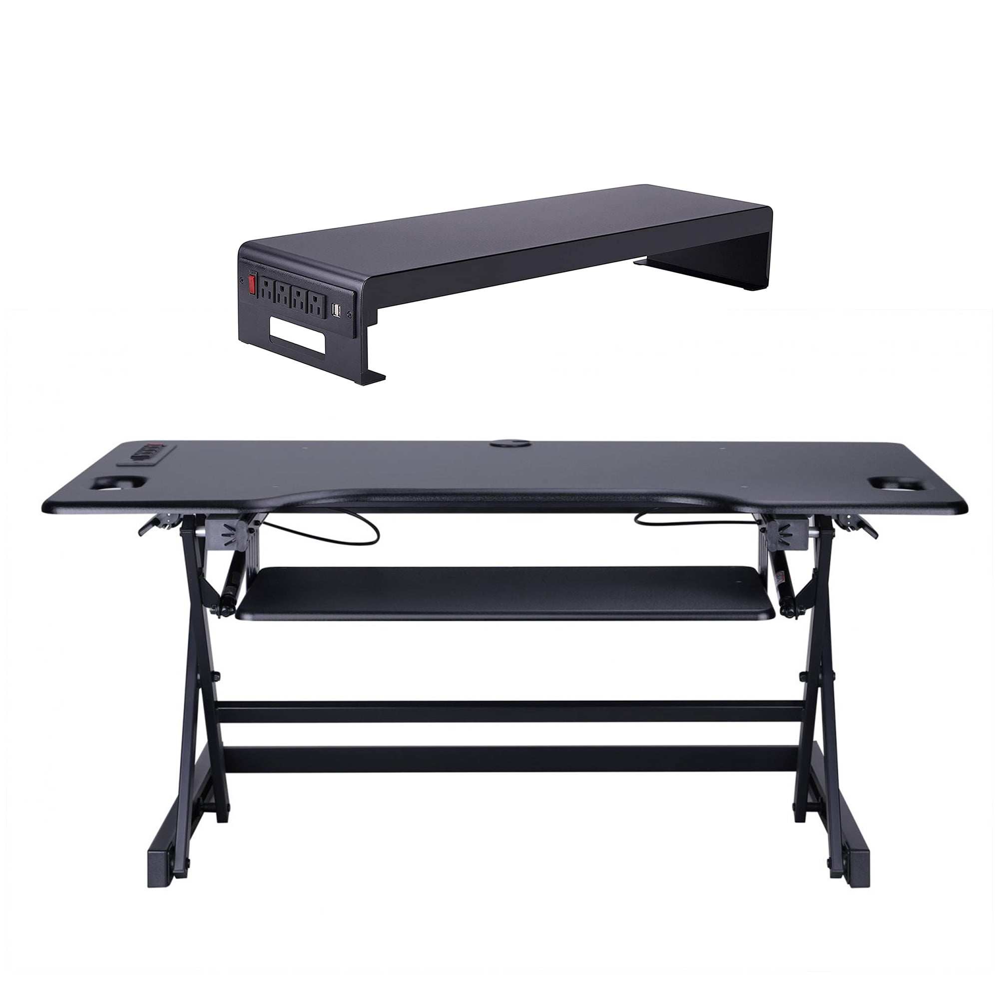 Rocelco 46 In Standing Desk Converter & 30 In Dual Monitor Stand with USB