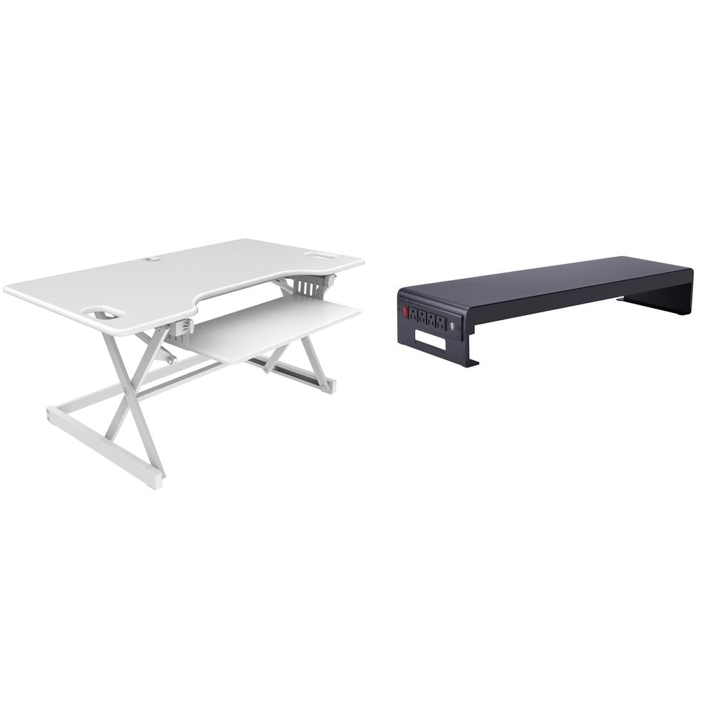 Rocelco 46" Large Height Adjustable Standing Desk Converter -Dual Monitor Stand BUNDLE