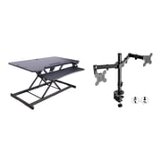 Rocelco 46 Electric Standing Desk Converter with USB and Dual Monitor in Black