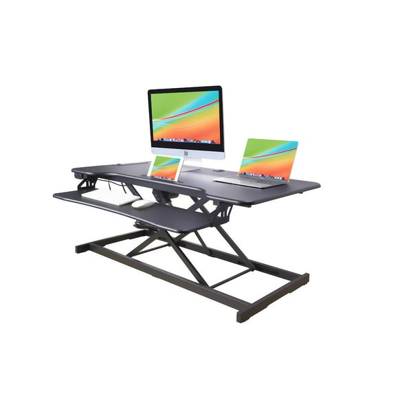 Rocelco 46" Electric Standing Desk Converter with AC Outlet USB Charger