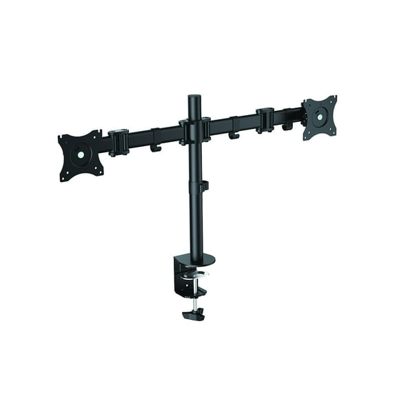 Rocelco Premium Adjustable 2 Monitor Desk Mount w/Full Motion Arms, Fits 13-27 In LED Screens, White