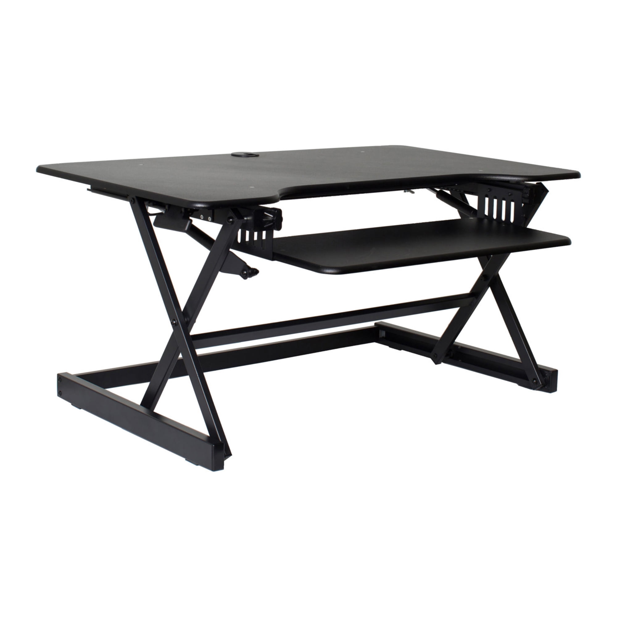 Deluxe 40" Black Metal Wide Standing Desk Converter with Retractable Keyboard Tray