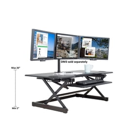 Rocelco 46" Large Height Adjustable Standing Desk Converter | Quick Sit Stand Up Triple Monitor Riser | Gas Spring Assist Computer Workstation | Retractable Keyboard Tray | Black (R DADRB-46)
