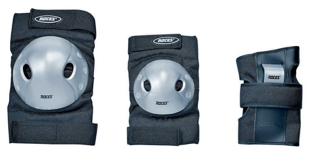 Roces Inline Skate Protective Gear 3 Pack Knee/Elbow/Wrist Black-Gray. 301377-JR