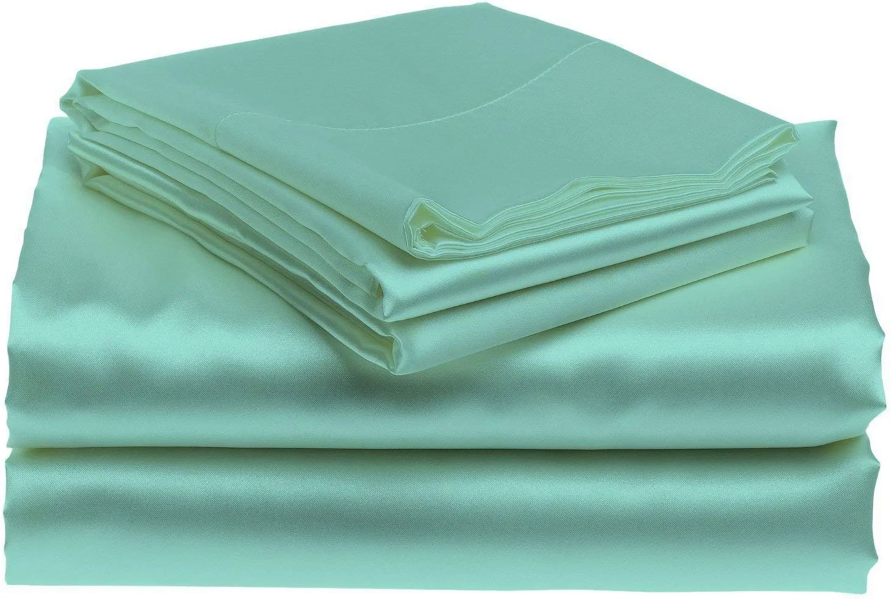 Roch Linen 100% Luxury Silk Satin Sheet Set 4pcs, Silk Fitted Sheet,Silk Flat Sheet&Silk Pillowcases (Aqua Blue,California King)