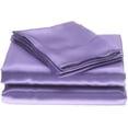 thumbnail image 1 of Roch Linen 100% Luxury Silk Satin Sheet Set 4pcs, Silk Fitted Sheet,Silk Flat Sheet&Silk Pillowcases (Lilac,California Queen), 1 of 6