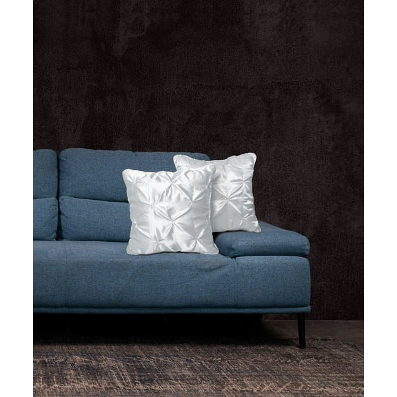 Roch Linen Set of 2 Pintuck Design Throw Pillow Cover ( 16x16 inch) Silky Soft Shiny Decorative Satin Cushion Cover for Bed Sofa Couch !!(White)