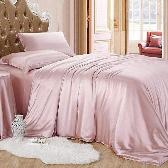 Roch Linen Silk Satin Comforter Full/Queen | Box Stitched | 300 GSM | Down Alternative Comforter | Luxurious Hotel Quality Quilt | Machine Washable | Ultra Soft Fluffy Bedding (Dusty Rose)