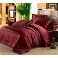 thumbnail image 1 of Roch Linen Silk Satin Comforter Full/Queen | Box Stitched | 300 GSM | Down Alternative Comforter | Luxurious Hotel Quality Quilt | Machine Washable | Ultra Soft Fluffy Bedding (Mehrron Wine), 1 of 6