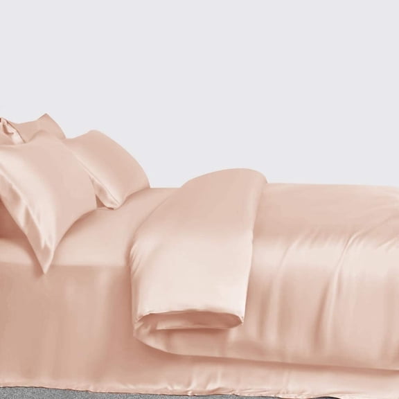 Roch Linen Silk Satin Comforter King/Cal King | Box Stitched | 300 GSM | Down Alternative Comforter | Luxurious Hotel Quality Quilt | Machine Washable | Ultra Soft Fluffy Bedding (Peach)
