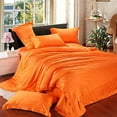 thumbnail image 1 of Roch Linen Silk Satin Comforter Twin/Twin XL | Box Stitched | 300 GSM | Down Alternative Comforter | Luxurious Hotel Quality Quilt | Machine Washable | Ultra Soft Fluffy Bedding (Orange), 1 of 6