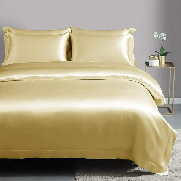 Roch Linen Silk Satin Comforter Twin/Twin XL | Box Stitched | 300 GSM | Down Alternative Comforter | Luxurious Hotel Quality Quilt | Machine Washable | Ultra Soft Fluffy Bedding (Dark Ivory)