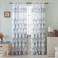 thumbnail image 1 of Rochelle Embroidered Rod Pocket Panel With Attached Valance, Teal, 54x90 Inches, 1 of 1
