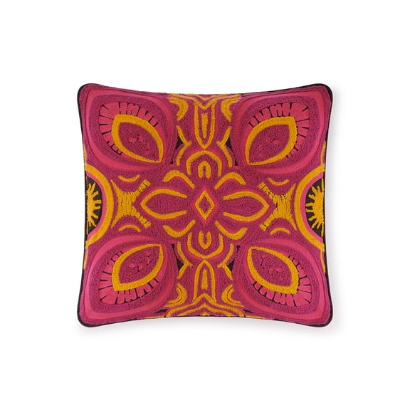Rochelle Porter Design Crayon 20in x 20in Decorative Pillow Pink, Cotton Duck Embroidery, Adult