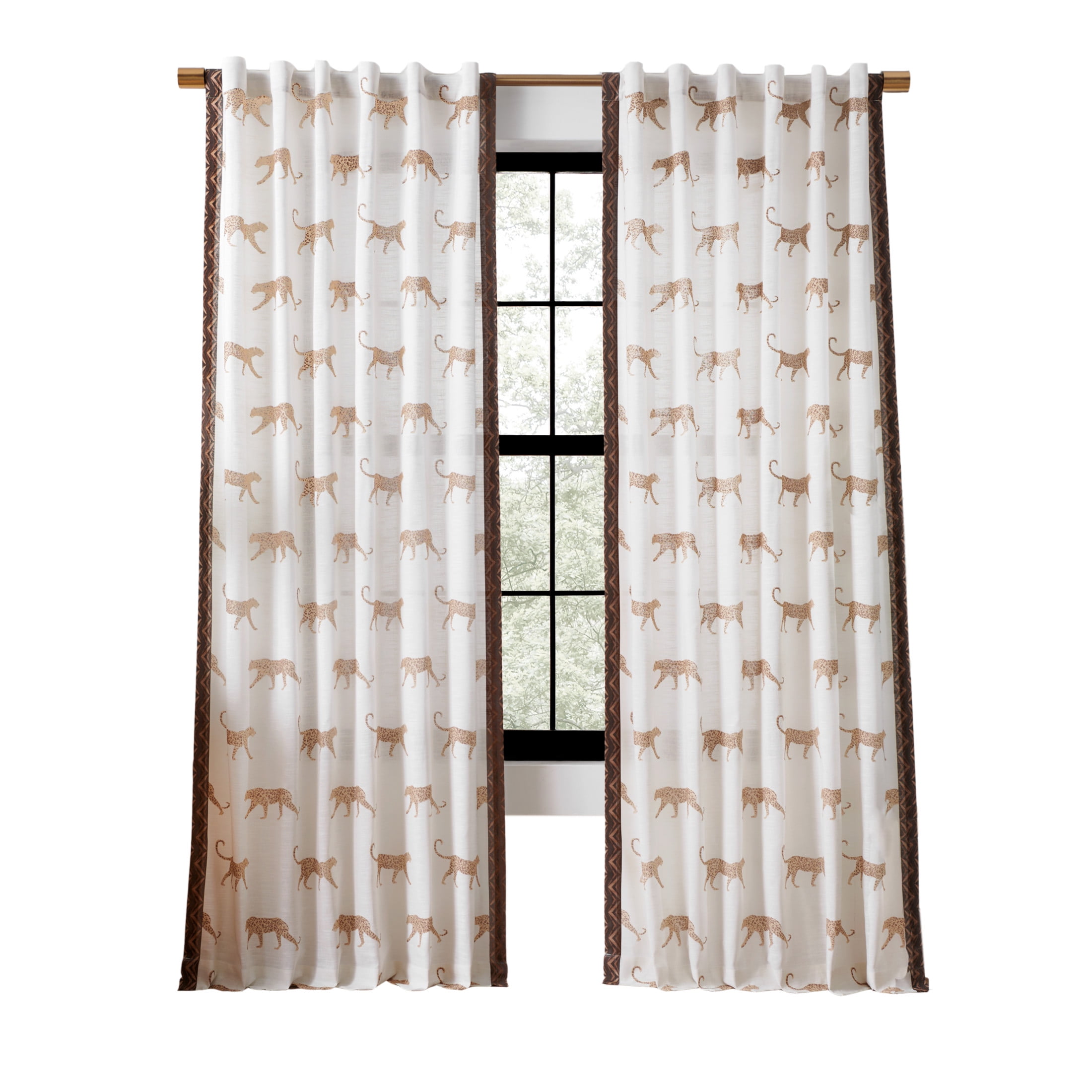 Rochelle Porter Jaguars Single Panel Curtain Poletop Rod Pocket, Cotton, Ivory, Light Filtering, Adult, 50" W x 108" L