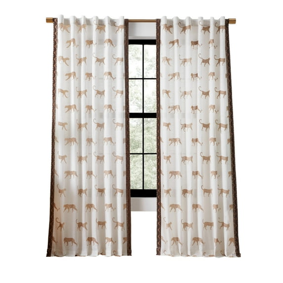 Rochelle Porter Jaguars Single Panel Curtain Poletop Rod Pocket, Cotton, Ivory, Light Filtering, Adult, 50" W x 84" L