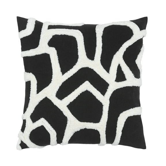 Rochelle Porter Kobo Decorative Square Pillow,Throw, Black/White, Cotton, Polyfill, 20"x 20", 1 Count