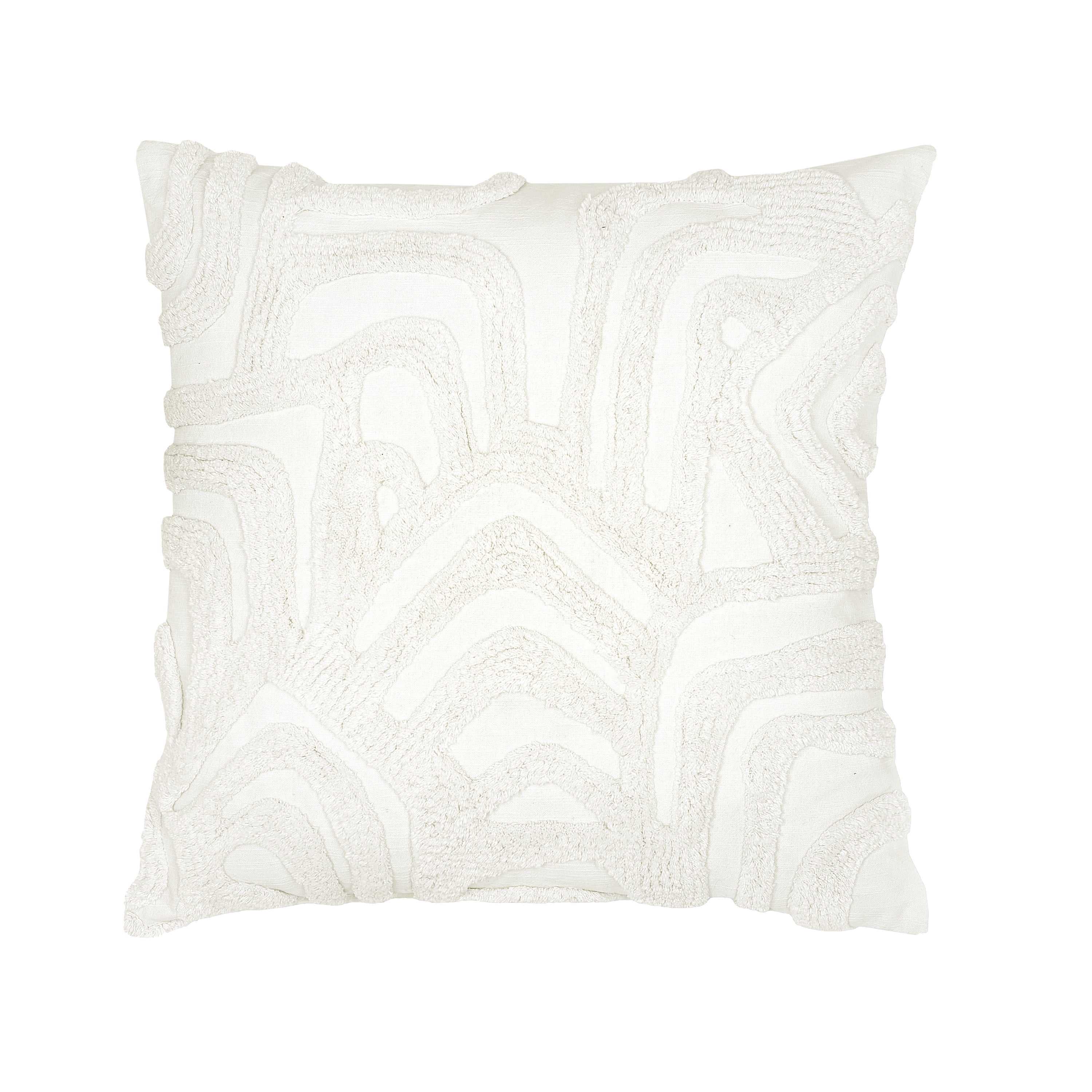 Kobo 20" White Cotton Tufted Square Decorative Pillow