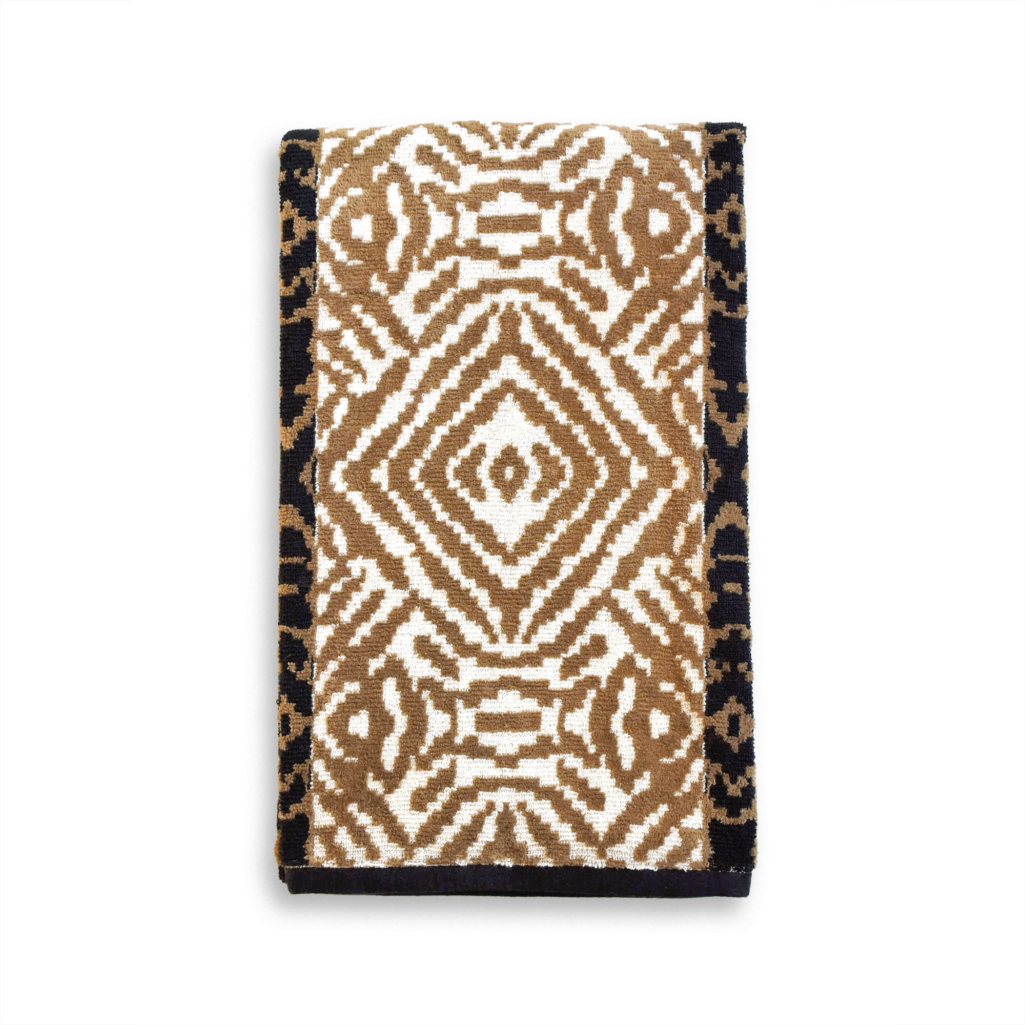 Rochelle Porter Design Tiger Tiger Bath Towel 32in x 54in Cocoa/Black 600 GSM Cotton Yarn Dyed