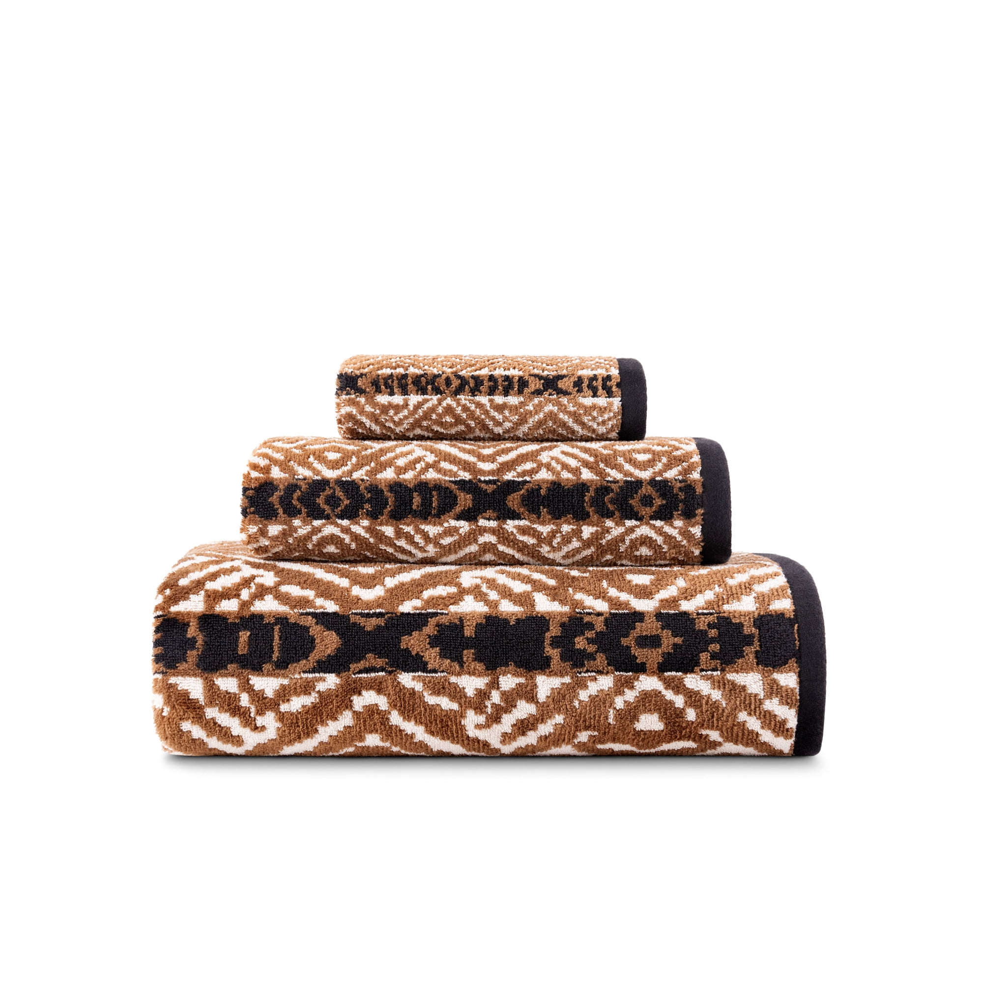 Rochelle Porter Design Tiger Tiger Hand Towel 20in x 30in Cocoa/Black 600 GSM Cotton Yarn Dyed