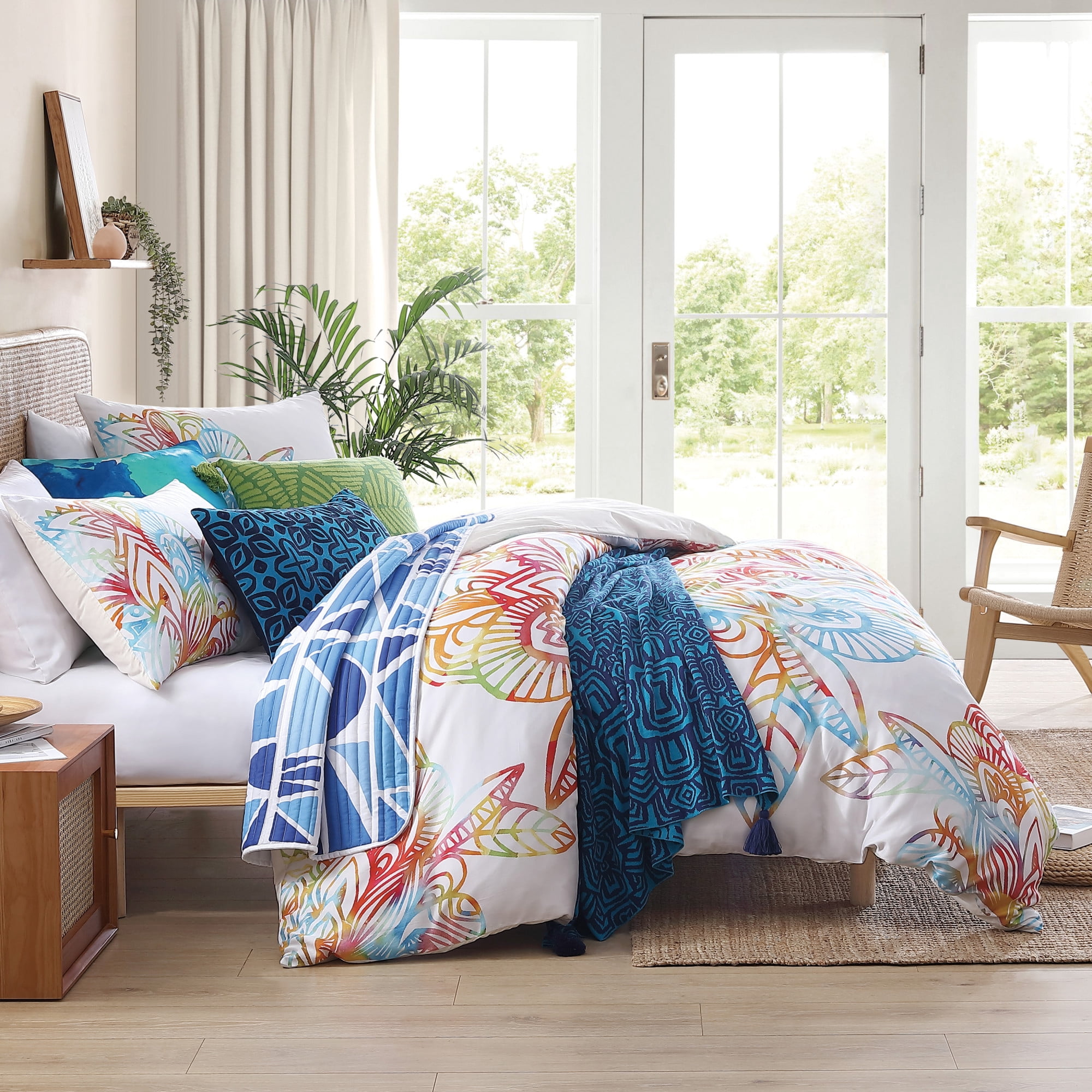 Rochelle Porter Design Wild Out Printed 3-Piece Duvet and Sham Set Cotton Multi Color Full/Queen All Season, Adult