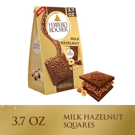Ferrero Rocher Premium Milk Hazelnut chocolate squares, Individually Wrapped Chocolates, Great for Sharing or Gifting, 7.4 oz