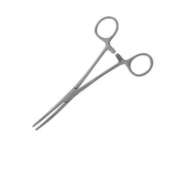 Rochester-Carmalt Forceps, Jaws w/Longitudinal Serrations & Cross-Serrated Tips, Curved, 6" (15.9cm) , German, Von Klaus