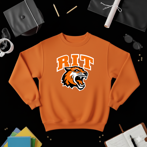 Rochester Institute Of Technology RIT Tiger Logo Retro Fan Sweatshirt V41382, up to size 5XL