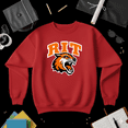 thumbnail image 1 of Rochester Institute Of Technology RIT Tiger Logo Retro Fan Sweatshirt V41382, up to size 5XL, 1 of 2
