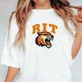 thumbnail image 1 of Rochester Institute of Technology RIT Tiger Stacked Logo V41382 New Unisex T-Shirt, up to 5XL, 1 of 3