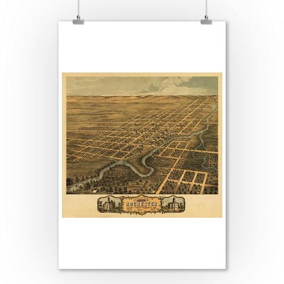 Rochester, Minnesota - Panoramic Map (9x12 Art Print, Wall Decor Travel Poster)