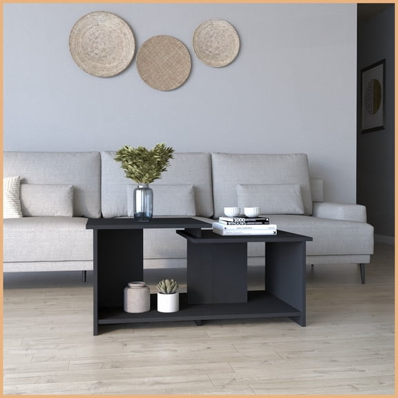 Rochester Modern Carbon Espresso Coffee Table with Lower Open Shelf – Easy to Assemble, Perfect for Decor Display