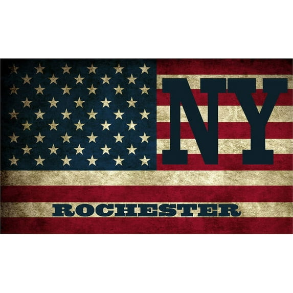 Rochester NY New York Monroe County Vintage US Flag Decal Bumper Sticker 3M Vinyl 3" x 5"