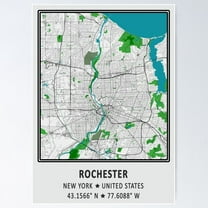 Rochester, New York Minimalist City Map For Home And Office Poster Wall Art, Modern Wall Decor For Living Room Bedroom, 8x12 UNFRAMED