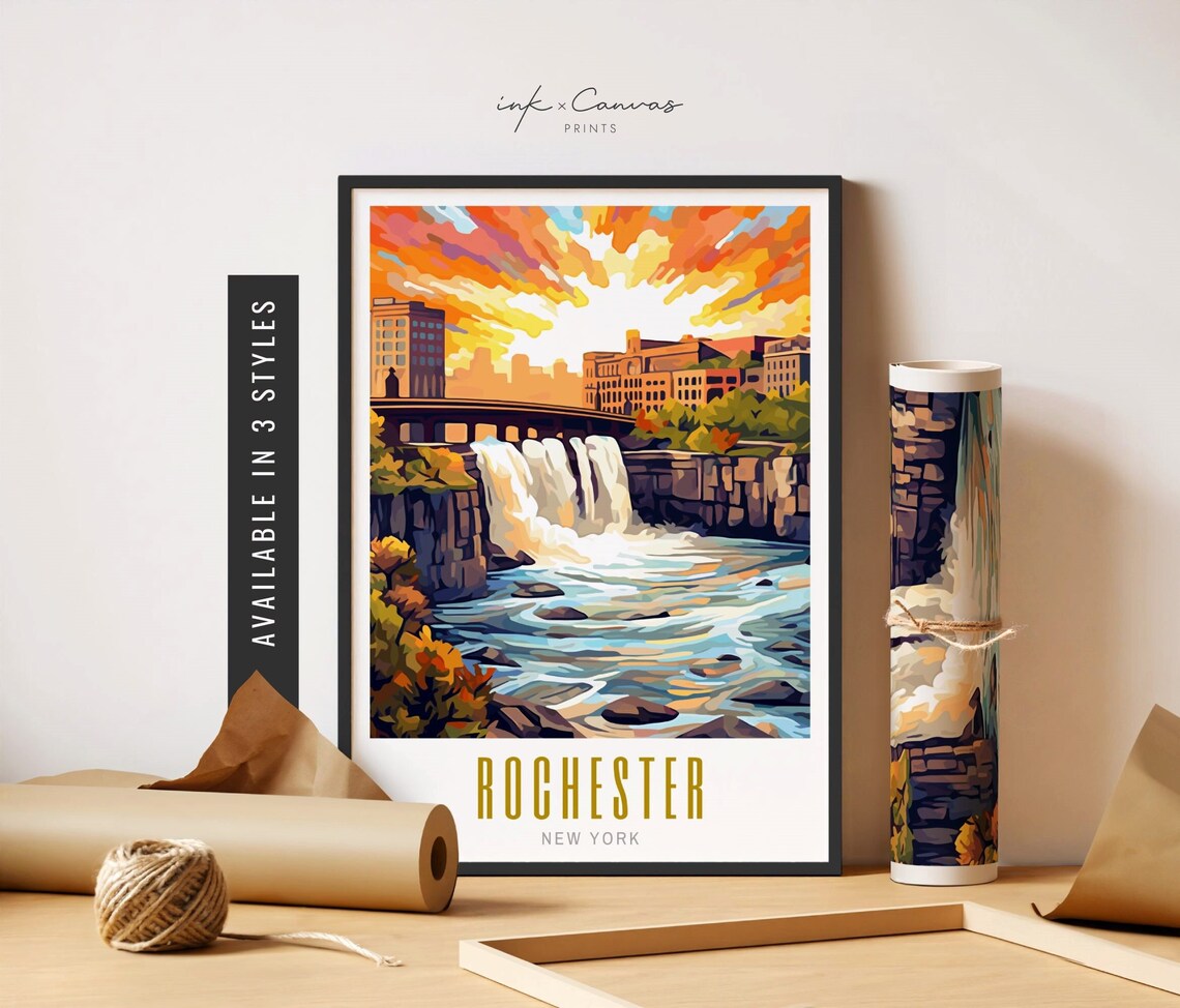 Rochester Ny Wall Art High Falls Rochester New York Poster Rochester Ny ...