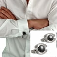 thumbnail image 1 of Rochet Hematite Cufflinks Whaleback Stainless Steel Round, 1 of 2