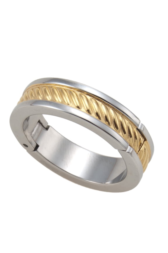 Ring Size 7 Two Tone Stainless Steel Techno Cable Design Mens Adult Male