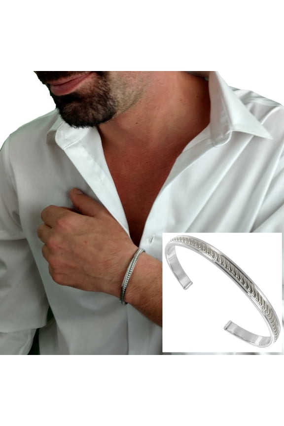 Unisex Thin Stainless Steel Cuff Bracelet Cable Mens Adult Male