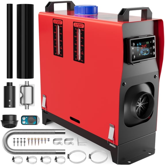 Rocita 12V 5KW Portable and Convenient Integrated Parking Diesel Air Heater All-in-one Single Hole with Remote Control LCD Monitor Red