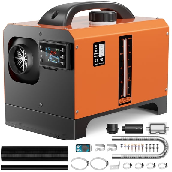 Rocita 12V 8KW Portable and Convenient Integrated Parking Diesel Air Heater All-in-one Single Hole with Remote Control LCD Monitor Orange