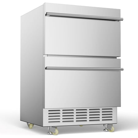 Rocita 24 Inch Under Counter Double Drawer Outdoor Beverage Refrigerator Freestanding/Built-In Installation Outdoor