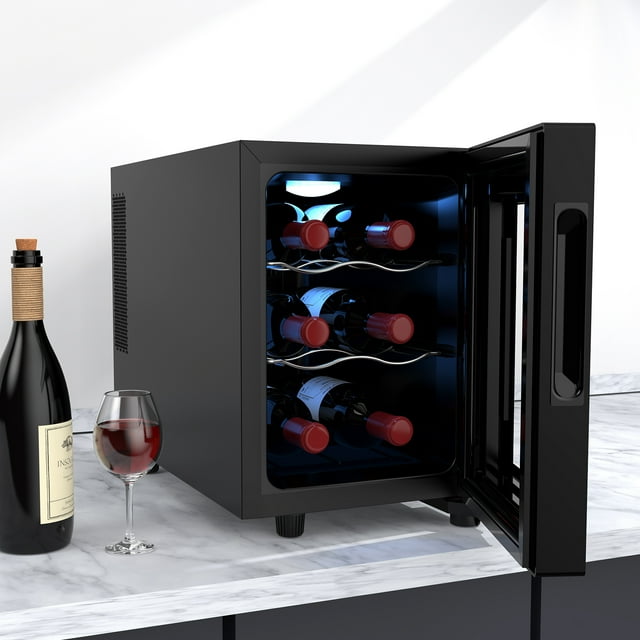 Rocita 6 Bottle Wine Cooler, 16L Mini Fridge, Countertop Beverage