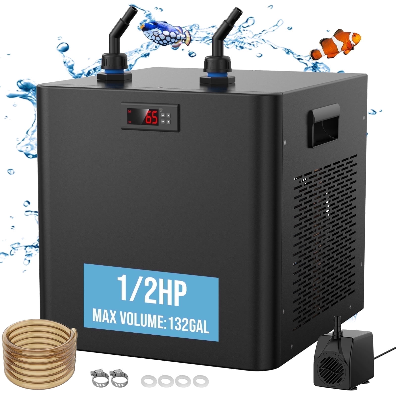 Rocita Aquarium Chiller,132gal 500L, 1/2 HP Aquarium Water Chiller for axolotl,Hydroponic System,Sea/Fresh Water