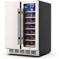 thumbnail image 1 of Rocita Dual Zone Wine Cooler Beverage Refrigerator, 24 inch Wine Coolers Fridge Side by Side Refrigerator Glass Fridge with Safety Locks for 20 Bottles and 57 Cans, 1 of 7