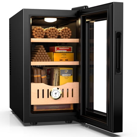 Rocita Electric Cigar Humidor, 25L Cigar Humidors Cabinet for 200 Counts with Hygrometer, Heating & Cooling Control, Modern Spanish Cedar Lined Cigar Box