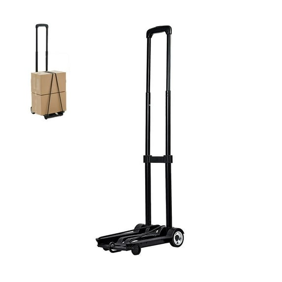 Rocita Folding Hand Truck, 55 Lbs 25 KG Max Weight Solid Construction Dolly, Black