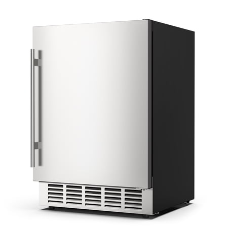 Rocita Outdoor Refrigerator 24'' Built-in Freestanding Compressor Beverage Fridge Refrigerator for Home/RV, Under counter Fridge Stainless Steel with Removable Shelves
