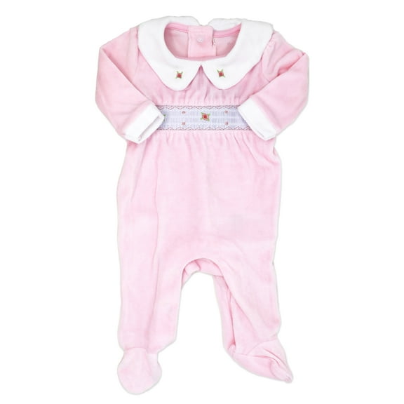 Rock A Bye Baby Boutique Baby Girls Smocked Velour Footie