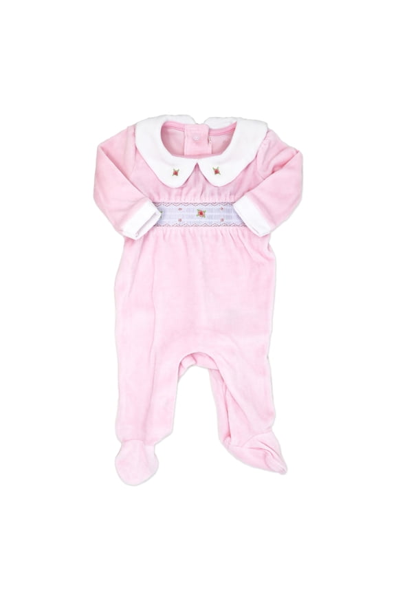 Rock A Bye Baby Boutique Baby Girls Smocked Velour Footie