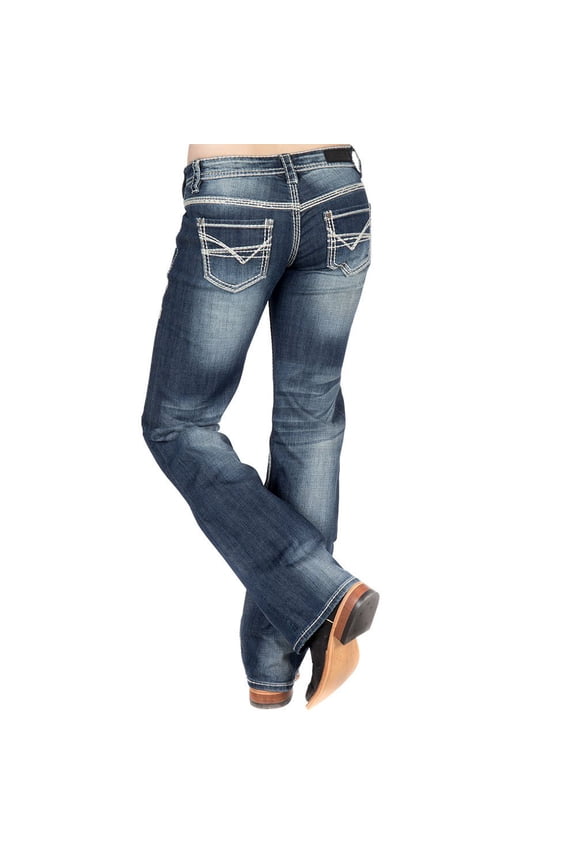 Rock And Roll Cowgirl Womens Midrise Bootcut Riding Jean 30 34 Dark Vintage